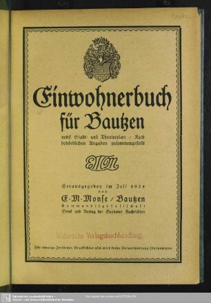 1924: Einwohnerbuch für Bautzen