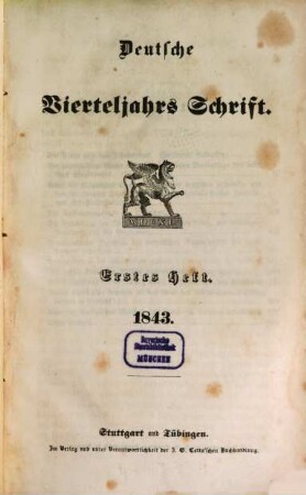 Deutsche Vierteljahrs-Schrift. 1843,1/2