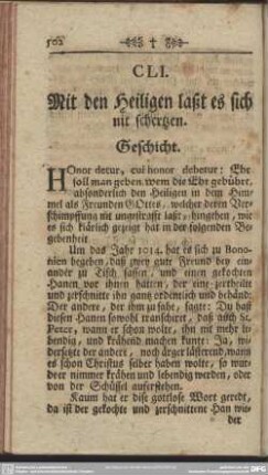 CLI. Mit den Heiligen laßt es sich nit schertzen. Geschicht