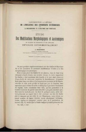 Étude Des Modifications Morphologiques et Anatomiques De Thalles De Marchantia Et De Lunularia Obtenues Expérimentalement