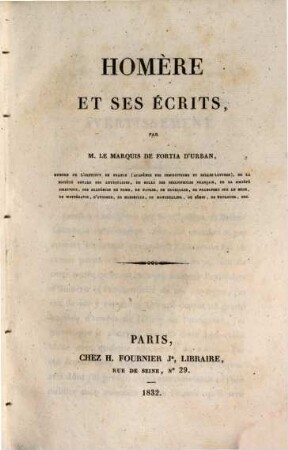 Homère et ses écrits