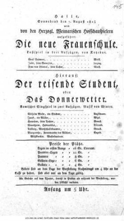 Der reisende Student, oder: Das Donnerwetter
