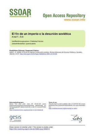 El fin de un imperio o la desunión soviética