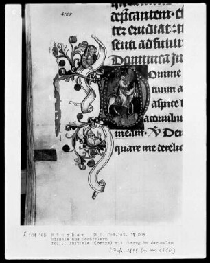 Missale aus Kloster Schäftlarn — Initiale D (omine) mit Christi Einzug in Jerusalem