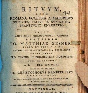 Rituum, quos Romana ecclesia a maioribus suis gentilibus in sua sacra transtulit, enarratio