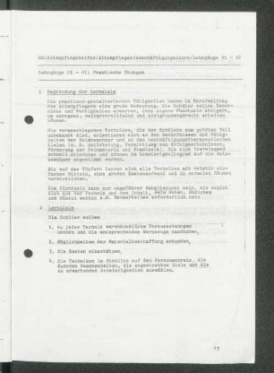 Lehrgänge 01-07: Praktische Übungen