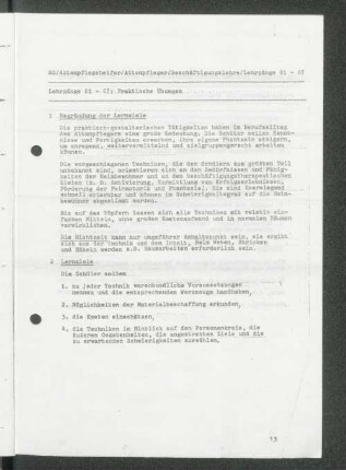 Lehrgänge 01-07: Praktische Übungen
