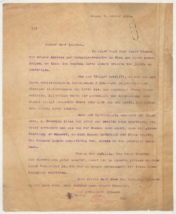 Brief an Erwin Lendvai : 04.01.1921
