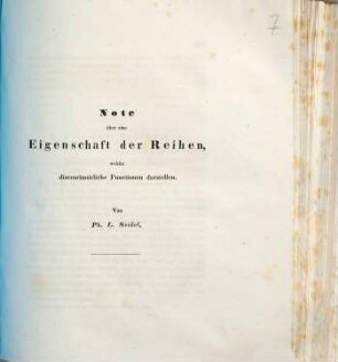 Note über eine Eigenschaft der Reihen, welche discontinuirliche Functionen darstellen