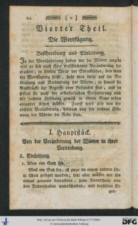 Vierter Theil. Die Wortfügung.