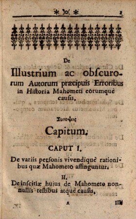 De illustrium ac obscurorum Scriptorum Erroribus Præcipuis in Historia Mahometi eorumque causis Dissertatio
