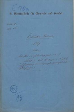 Patent des Fabrikanten Karl Forster jr. in Augsburg zur Herstellung eines eigentümlich konstruierten Schlammfängers