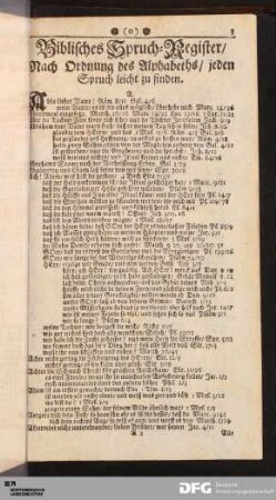 Biblisches Spruch-Register, Nach Ordnung des Alphabeths, jeden Spruch leicht zu finden.