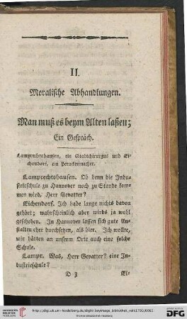 II. Moralische Abhandlungen