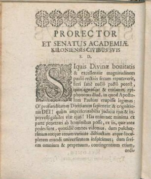Prorector Et Senatus Academiæ Kiloniensis Civibus Svis S. D.