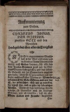 Auffmunterung zum Bethen.