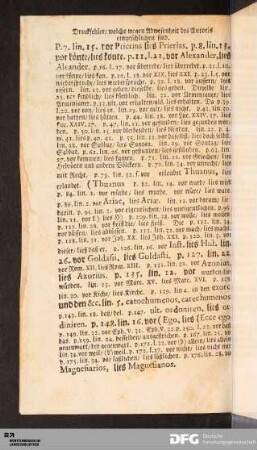 Druckfehler/ welche wegen Abwesenheit des Autoris eingeschlichen sind.
