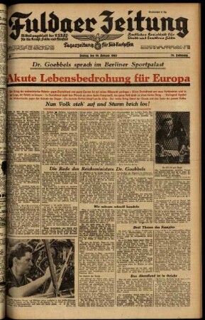 Ausgabe vom Freitag, den 19. Februar 1943.
