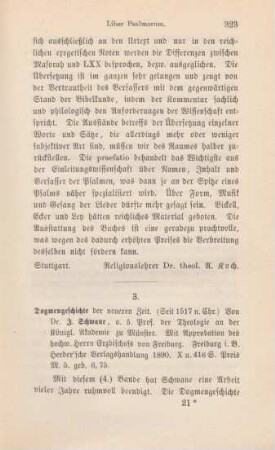 323-326 [Rezension] Schwane, Joseph, Dogmengeschichte der neueren Zeit