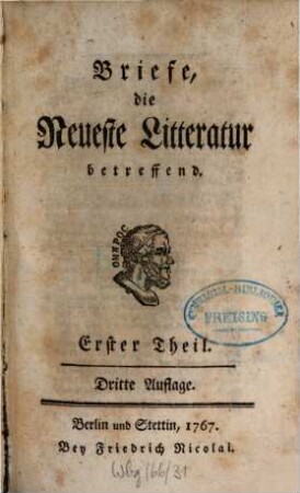 Briefe, die neueste Litteratur betreffend. 1, 1. 1767