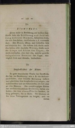 72. Empfindlichkeit der Blätter