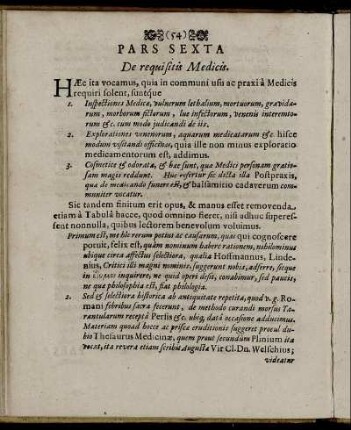 Pars Sexta De requisitis Medicis.