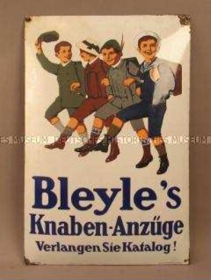 Werbeschild "Bleyle's Knaben-Anzüge"