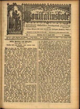 Erste Ausgabe vom Sonntag, den 19. August 1900.