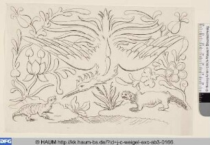 Vogel und zwei Echsen