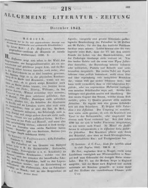Hoffmann, J. F.: Specimen geographico-medicum Inaugurale de Hispania et insulis quibusdam maris mediterranei. Leiden: [Luchtmans] 1838 [Auch u. d. T.: Specimen geographico-medicum de Europa Australi]