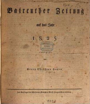 Bayreuther Zeitung. 1825, 1825
