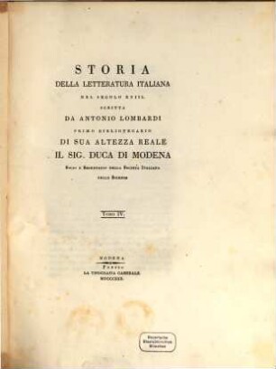 Storia della letteratura Italiana nel secolo XVIII. 4