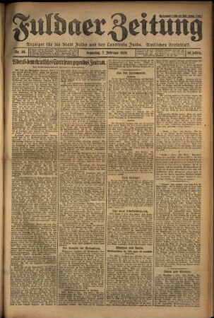 Erste Ausgabe vom Samstag, den 02. Februar 1929.