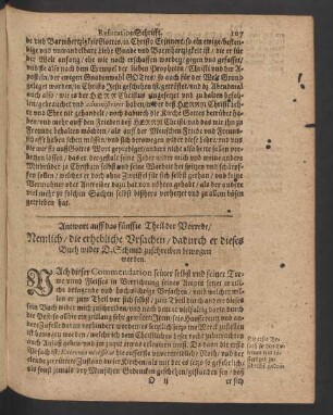 Antwort auff das fünffte Theil der Vorrede/ Nemlich/ die erhebliche Ursachen/ dadurch er dieses Buch ...