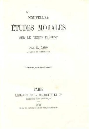 Nouvelles études morales sur le temps présent