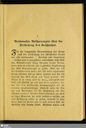 I. Verbrauchte Anschauungen über die Entstehung des Geschlechts