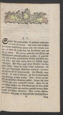 §. 1. [Phänomena unserer Zeit]