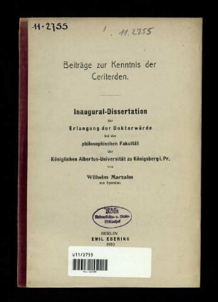 Beiträge zur Kenntnis der Ceriterden