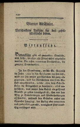 Vierter Abschnitt. Verschiedene Auffsätze für das gesellschaftliche Leben.