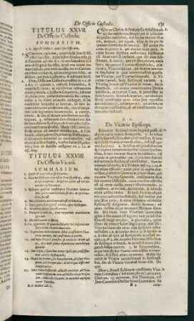 131-156, Titulus XXVIII. De officio vicarii - Titulus XXXI. De officio judicis ordinarii