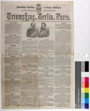 Flugschrift mit Zusammenfassung aller Depeschen vom Kriegsschauplatz (von Nr. 1 bis Nr. 135)