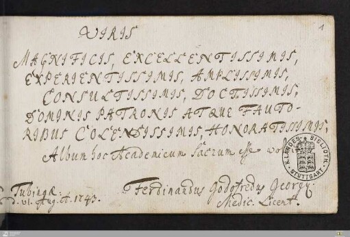 Stammbuch Ferdinand Gottfried Georgii - Cod.hist.fol.811-II