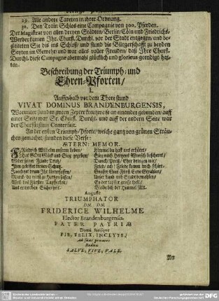 Beschreibung der Triumph- und Ehren-Pforten