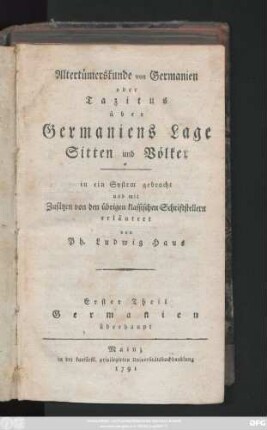 Theil 1: Germanien überhaupt