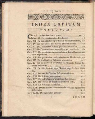 Index Capitum Tomi Primi