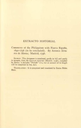 Extracto historical. Commerce of the Philippines with Nueva Espana, 1640 - 1736 ...