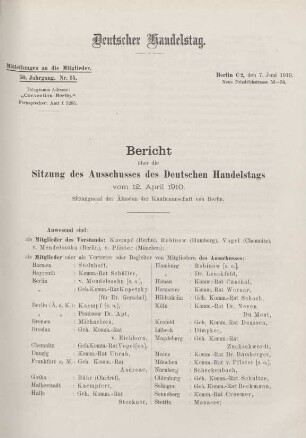 50. Jahrg. Nr. 15., ... den 7. Juni 1910