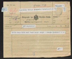 Brief von Fritz von Unruh an Margarete Hauptmann
