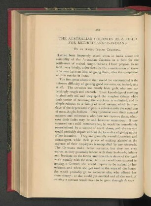 The Australian Colonies as a Field for Retired Anglo-Indians.