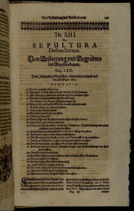 Tit. XIII. De Spultura Defunctorum. Von Bestattung und Begräbnis der Abgestorbenen.